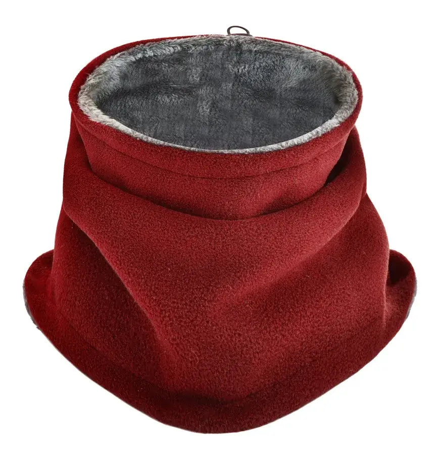 Cache cou et bonnet 2 en 1 Rouge Bordeaux 28 x 29 cm