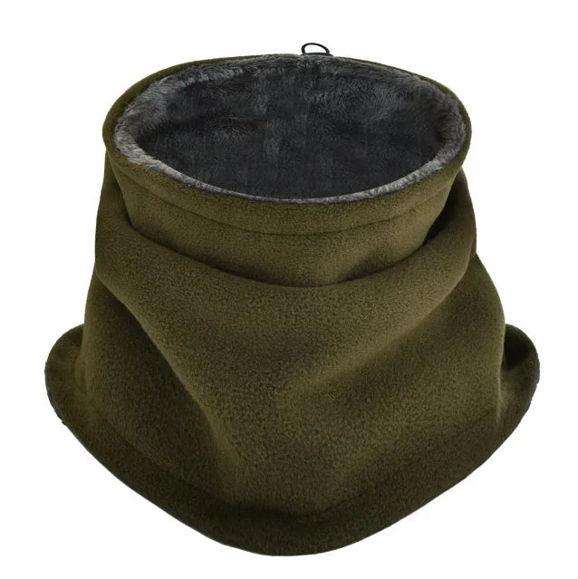 Cache cou et bonnet 2 en 1 Vert Kaki 28 x 29 cm