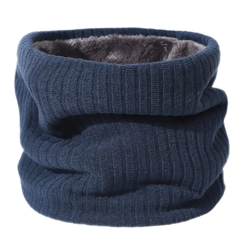Cache cou avec fourrure bleu marine